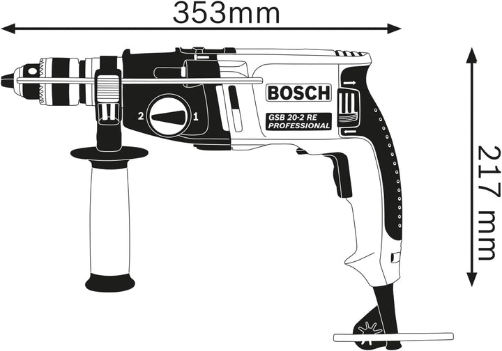 Bosch Professional Schlagbohrmaschine GSB 20-2 (850 W, Leerlaufdrehzahl 3.000 min-1, in L-Case)