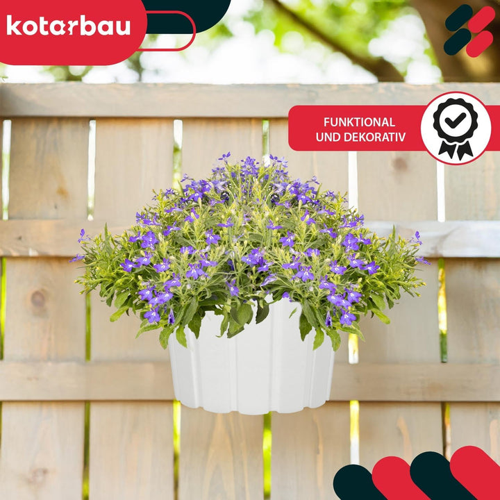 KOTARBAU® 6er Set Blumentopf Hängend - Pflanzkübel - ⌀ 15 cm H: 13 cm Weiss - Übertopf Kunststoff -