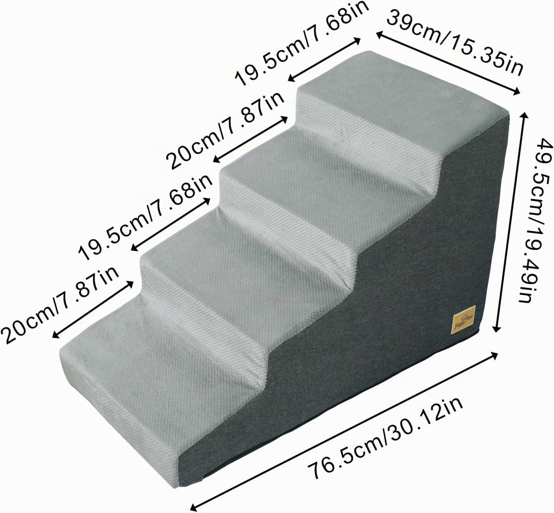 BingoPaw Hundetreppe 4 Stufen 50cm hoch, Haustiertreppe für Bett und Sofa aus Hochdichtem Schwamm, T