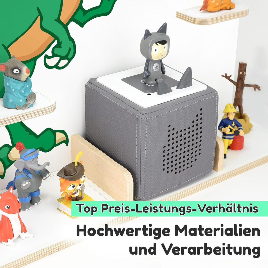 stadtecken Holzregal für Musikbox I Geeignet für die Toniebox und ca. 50 Tonies I Perfekte Tonie Auf