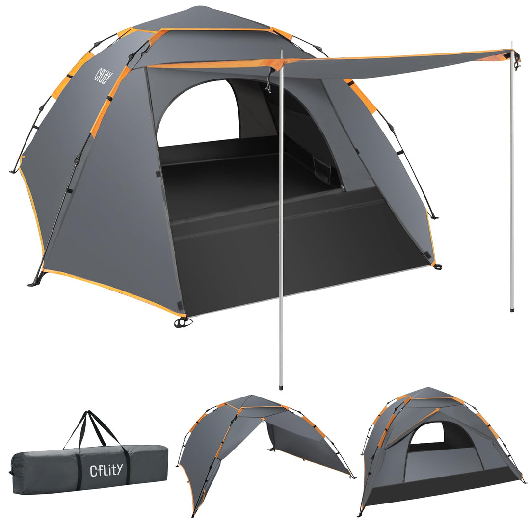 Cflity Camping Zelt, 3 Personen Pop Up Zelt Automatisches Instant DREI Schicht Wasserdicht 4 Jahresz