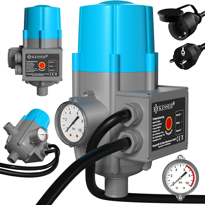 KESSER® Pumpensteuerung mit Baranzeige | mit Kabel | 10 bar Druckwächter Elektronische Pumpensteueru
