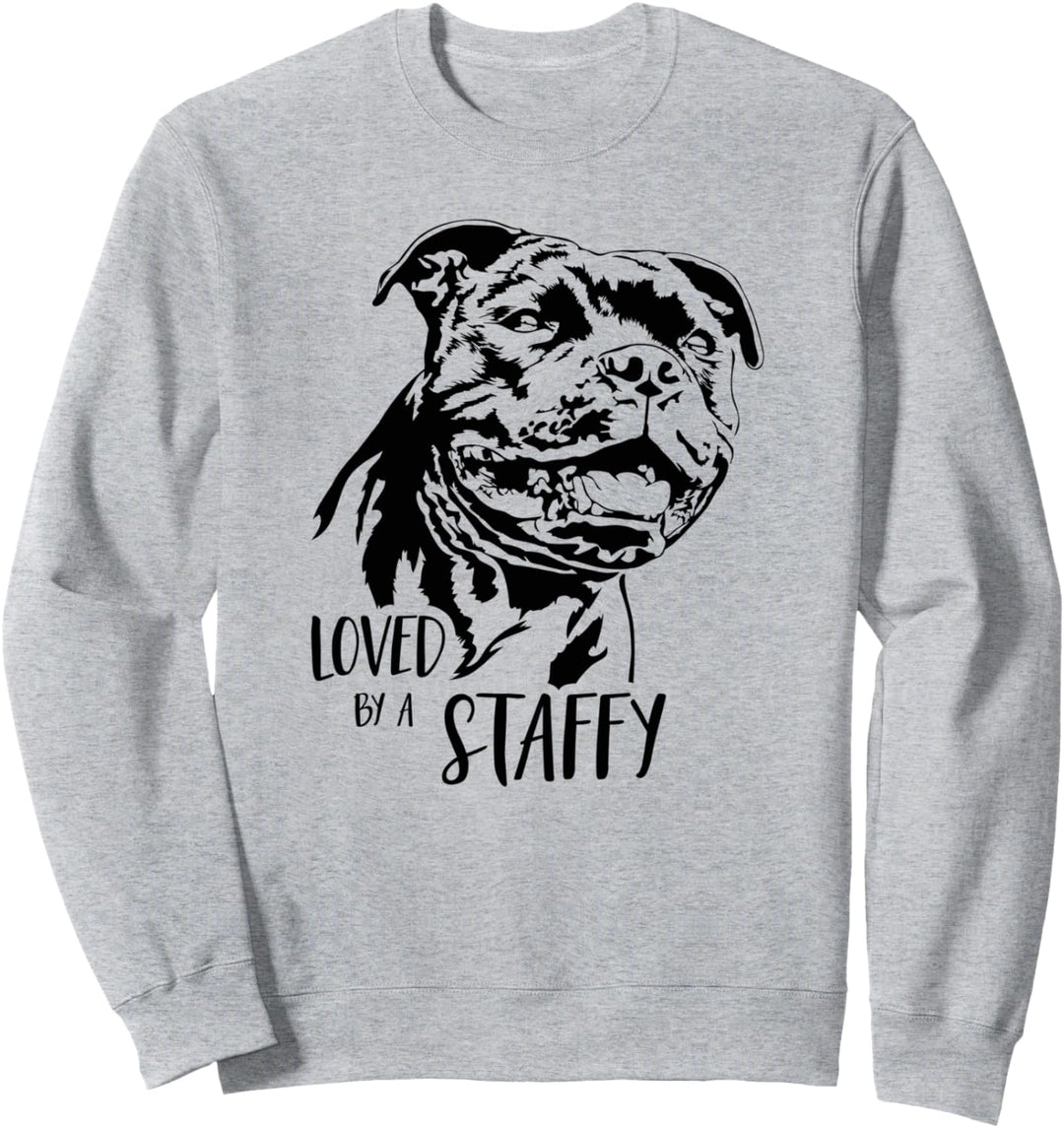 Staffordshire Bullterrier loved by a staffy Hunde Spruch Sweatshirt