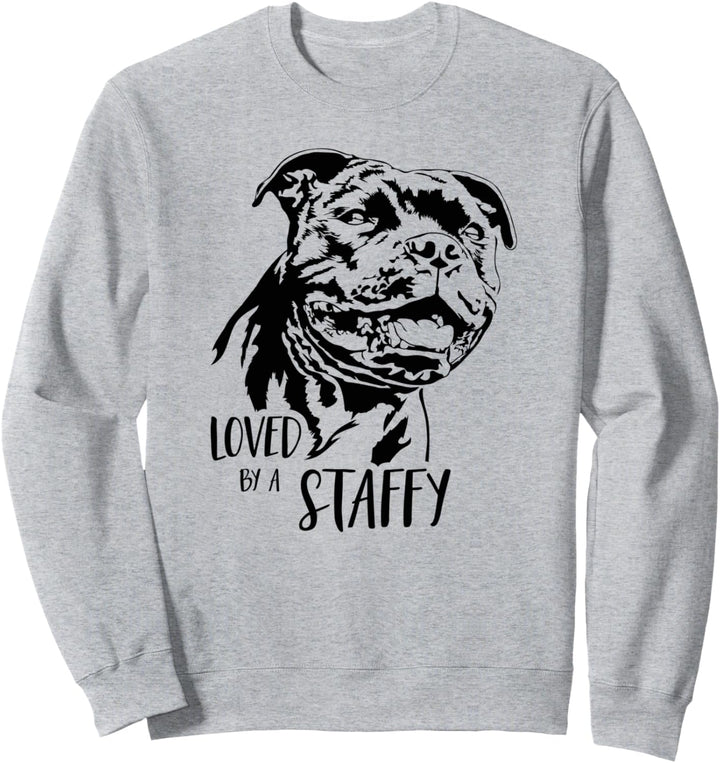 Staffordshire Bullterrier loved by a staffy Hunde Spruch Sweatshirt