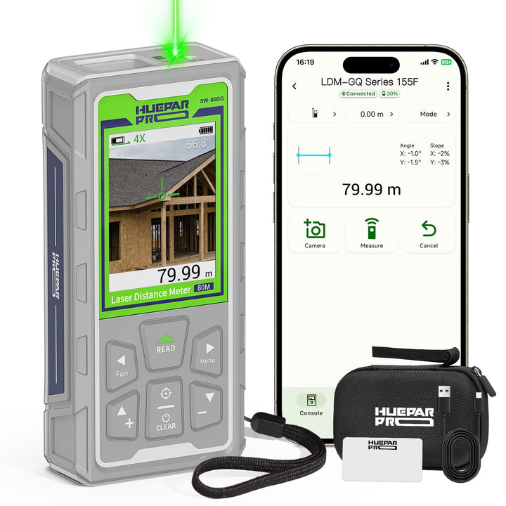 Huepar Pro Outdoor Laser Entfernungsmesser mit Kamera & Bluetooth 80m, 80m
