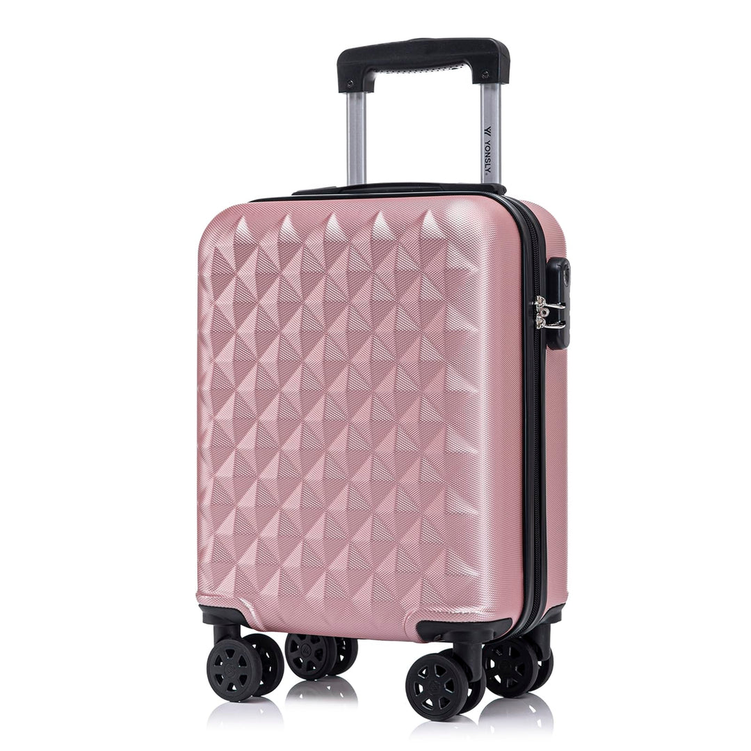 Koffer Suitcase S Roségold, Trolley Reisekoffer, Kabinenkoffer Rollkoffer Handgepäck mit 4 Rollen 36