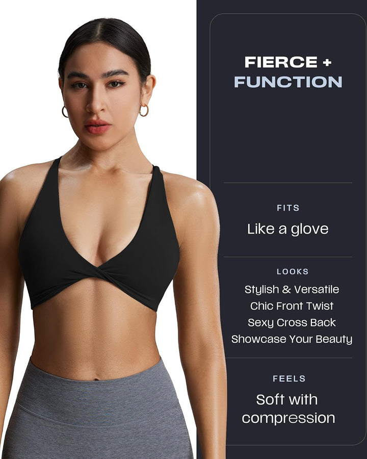 Aoxjox Damen Metamorph Sienna Twist Bra Sport-BH L 1 Schwarz, L 1 Schwarz