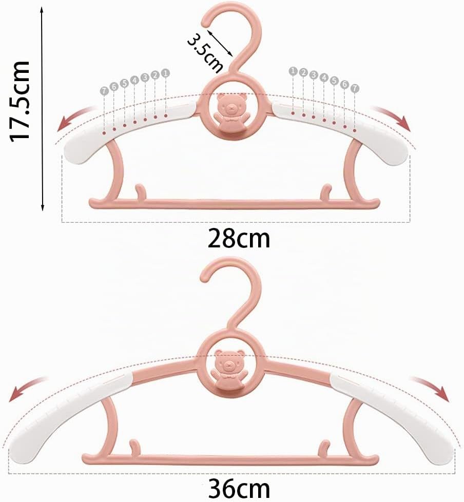 HGYZE Baby Kleiderbügel Kinder Antirutsch, 29-37cm Ausziehbare Kinderkleiderbügel mit Hosenständer,