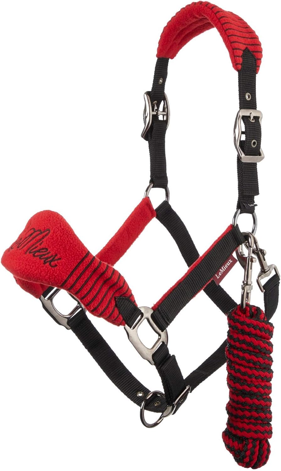 LeMieux Vogue Fleece Headcollar and Leadrope Halfter Volle Grösse schwarz / grau, Volle Grösse schwa