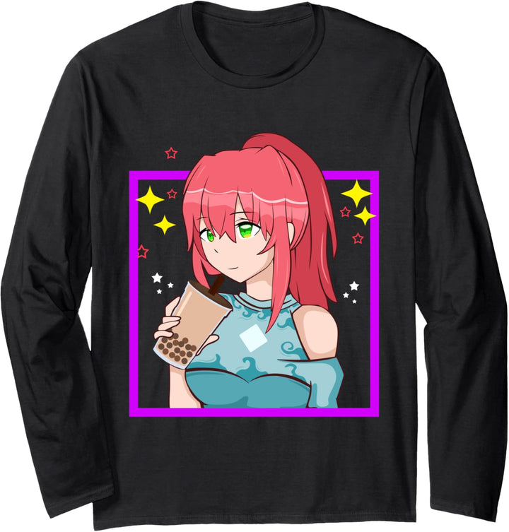 Boba - Bubble Tea - Anime-Mädchen Langarmshirt