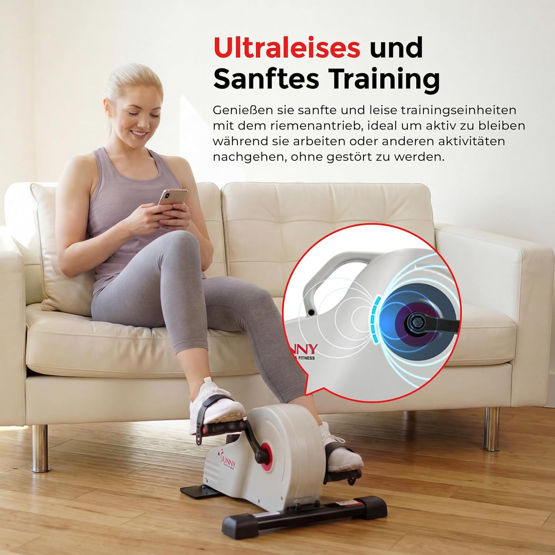 Sunny Health & Fitness Smart-Heimtrainer, Untertisch-Mini-Pedaltrainer mit Doppelfunktion für Senior
