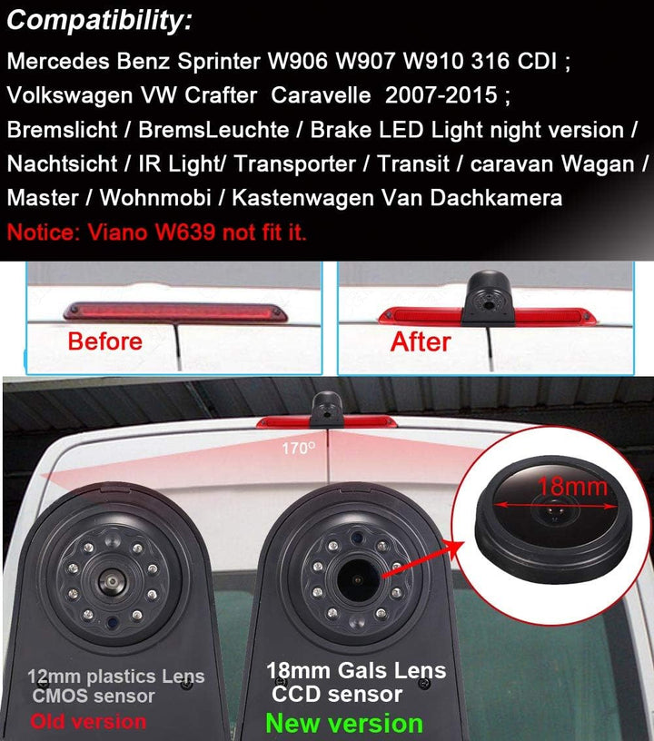 Wasserdicht Einparkkamera 18mm Lens Bremslicht Rückfahrkamera integriert in 3. Bremsleuchte Kamera m