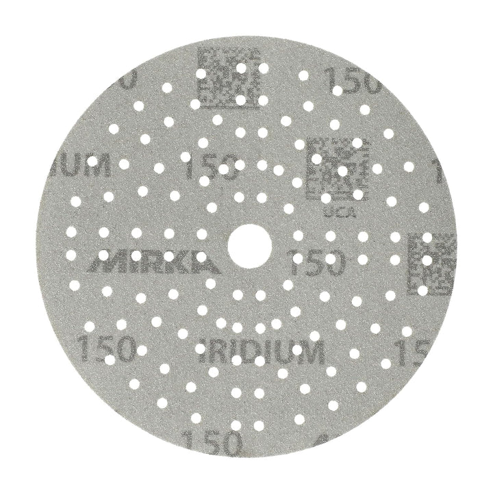 Mirka Iridium Premium-Schleifpapier Ø 150mm Klett 121-Loch, Korn 150, 100 Stk / Zum Schleifen von La