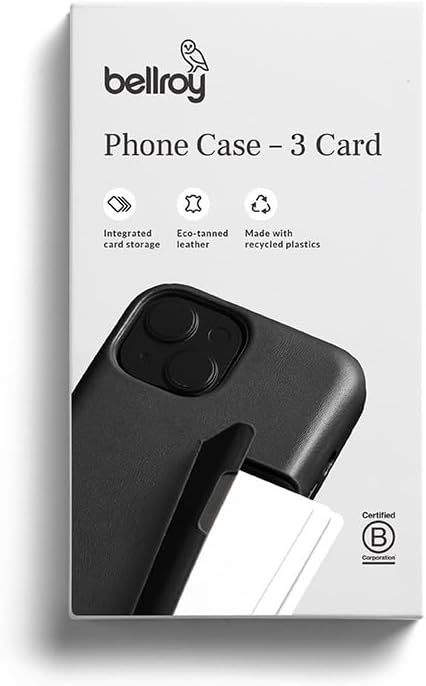 Bellroy Phone Case – 3 Card für iPhone 15 Plus (Leder-iPhone-Hülle, Handy-Geldbörse) - Everglade, Ev