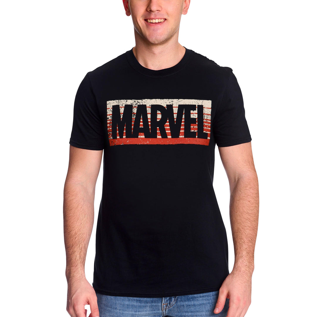 Elbenwald Marvel T-Shirt mit Guardians Logo Motiv für Herren Damen Unisex Baumwolle schwarz