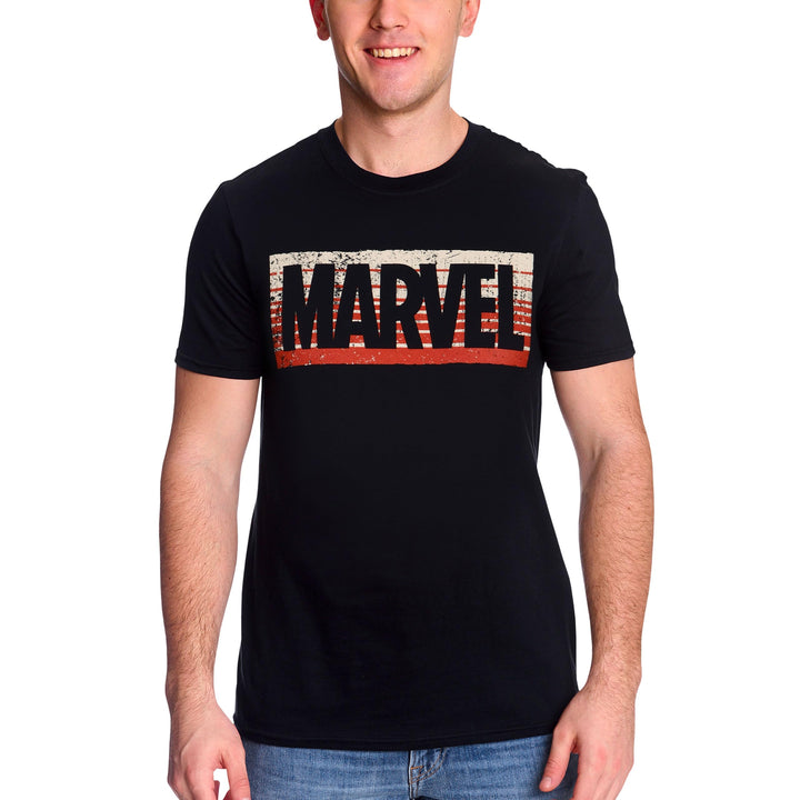 Elbenwald Marvel T-Shirt mit Guardians Logo Motiv für Herren Damen Unisex Baumwolle schwarz