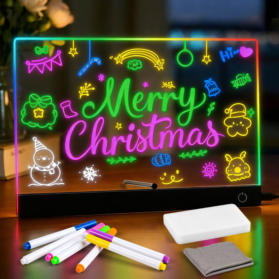 LED Notiztafel mit Farben, 30x20 CM Leuchtendes LED Zeichenbrett für Kinder, 6 Farben Einstellbar 4