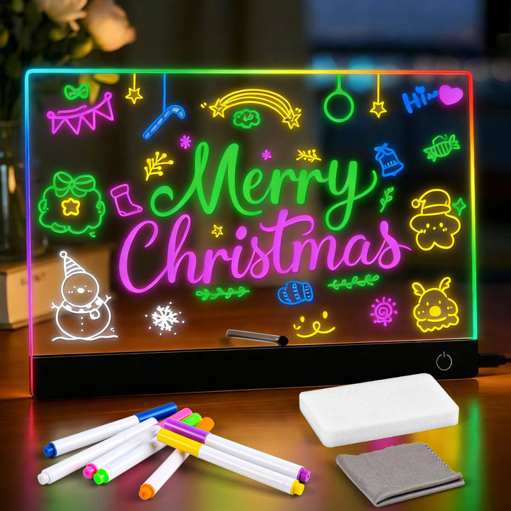LED Notiztafel mit Farben, 30x20 CM Leuchtendes LED Zeichenbrett für Kinder, 6 Farben Einstellbar 4