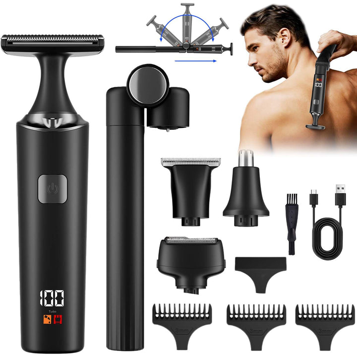 Elektrischer Rückenrasierer für Männer, 5 in 1 Körper-Trimmer, Body Rasierer Trimmer Intimrasierer H