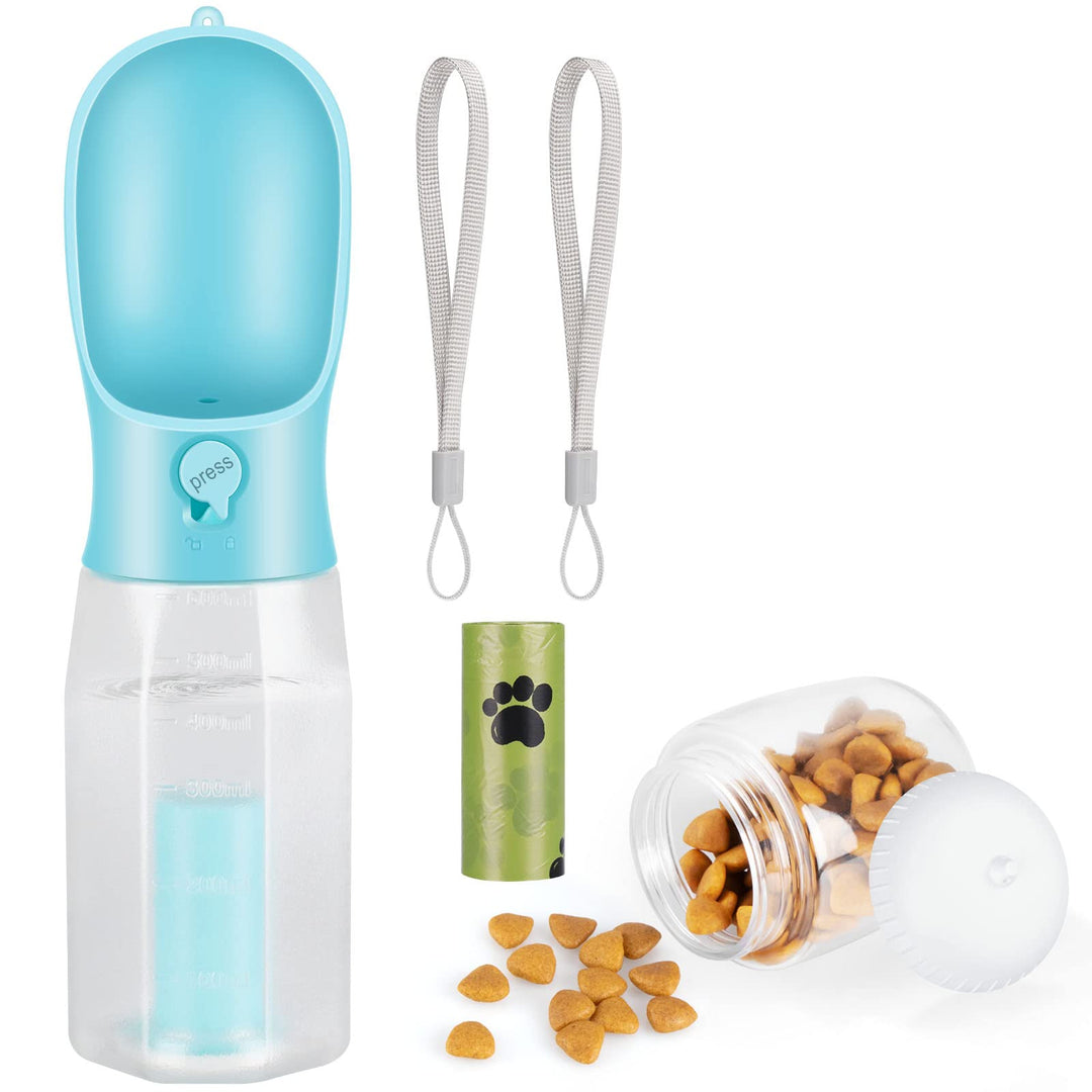 Zivacate Hunde Trinkflasche 600 ML Multifunktion Tragbare Hundetrinkflasche für unterwegs mit 100g F