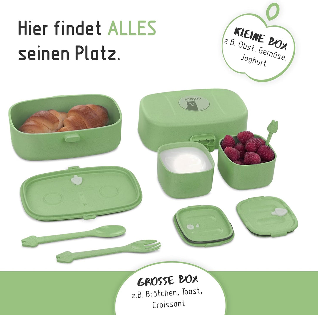 Bento Box für Kinder inkl. GRATIS Namensticker - Auslaufsichere Lunchbox mit Fächern - Nachhaltige B