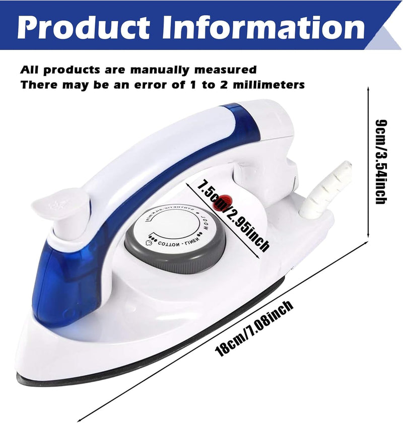 Molbory Faltbare Mini Dampfbügeleisen für Reisen, 700 W altbares Reise Bügeleisen mit Variabler Temp