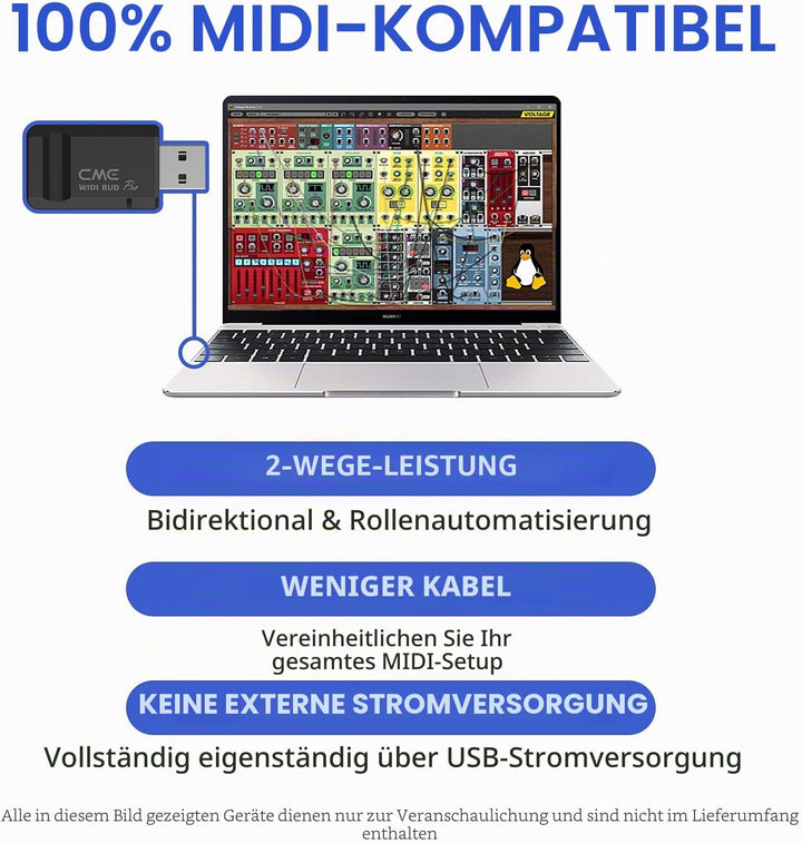 CME WIDI Bud Pro - Bluetooth-MIDI-Schnittstelle für iOS, MacOS, Windows, Android, ChromeOS, Linux, P