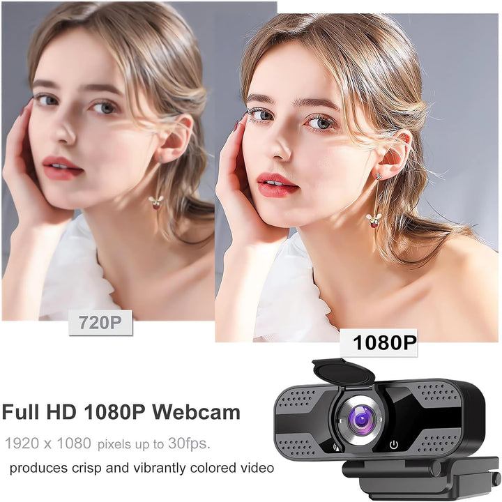 Webcam Full HD 1080P für Videoanrufe, Aufnahmen, Studium, Webkonferenzen | mit Stativ und Webcam Abd