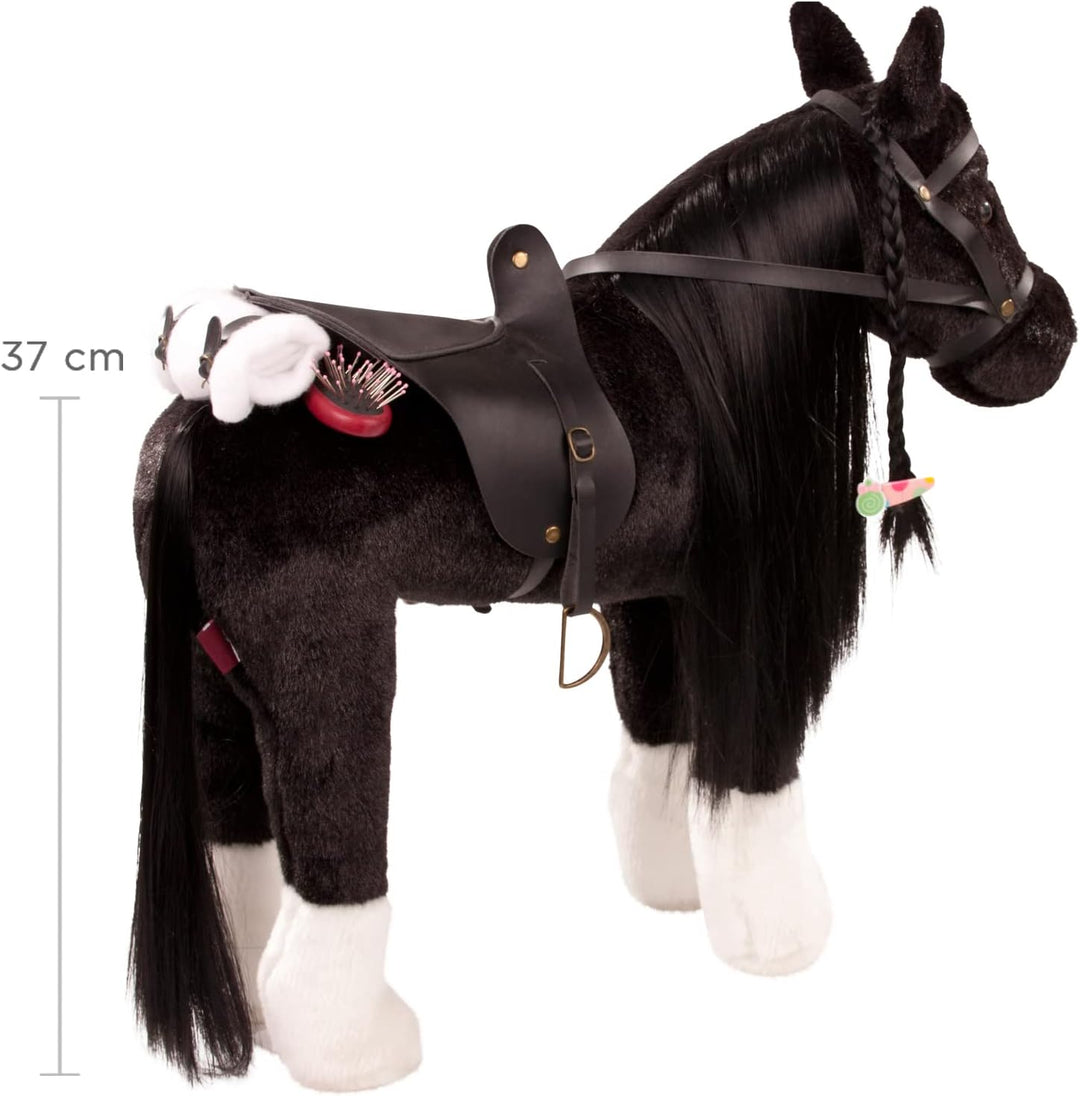 Götz 3402783 Kämmpferd Rappe Puppe - grosses Plüschpferd für Stehpuppen - Stockmass 37 cm - 52 cm gr