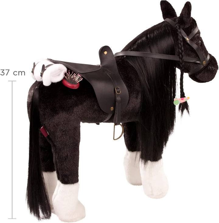 Götz 3402783 Kämmpferd Rappe Puppe - grosses Plüschpferd für Stehpuppen - Stockmass 37 cm - 52 cm gr