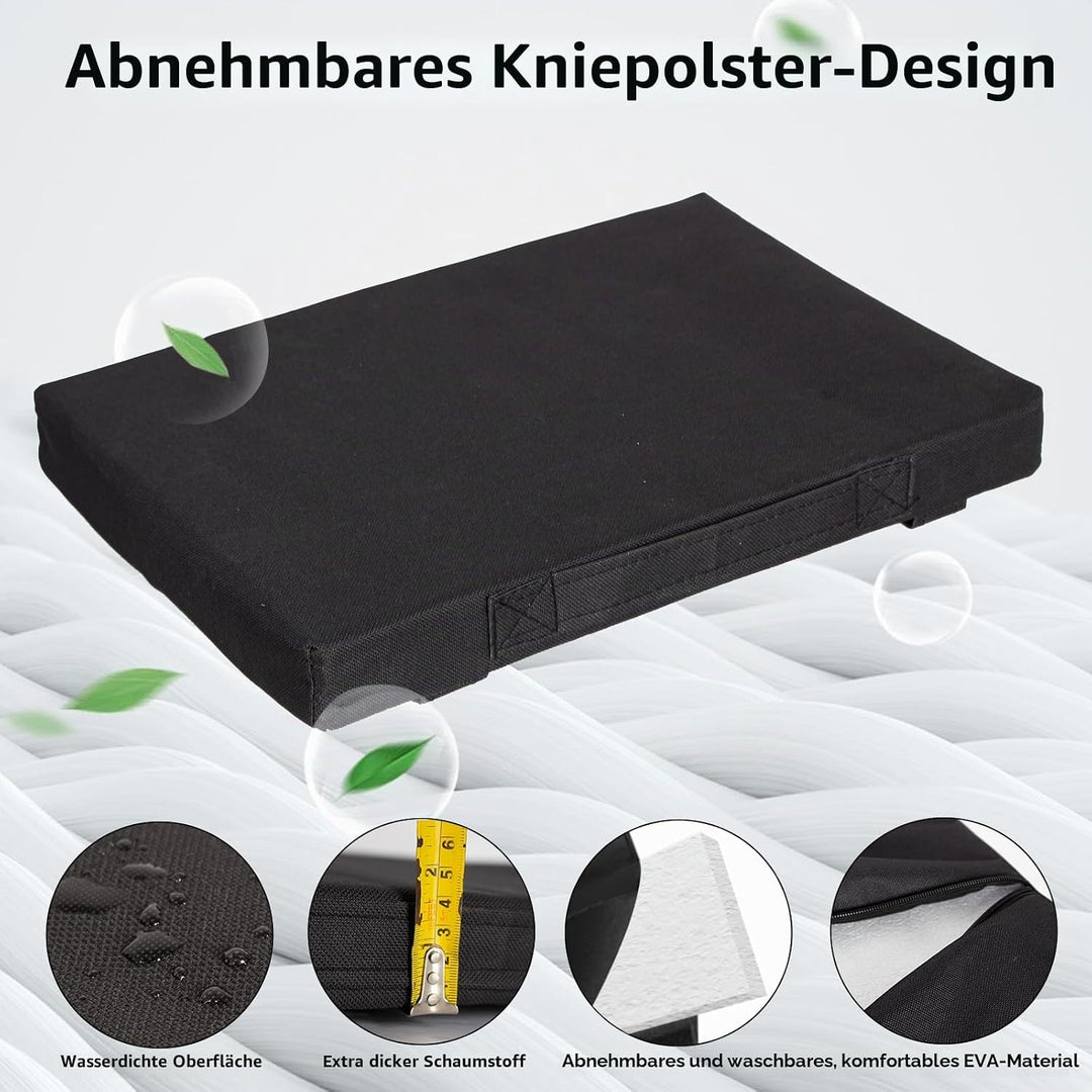 Todeco Gartenhocker Kniebank mit 2 Arten von Kissen und Gartenwerkzeug Tasche, Gartenhelfer Kniehilf