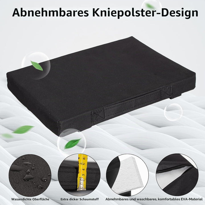 Todeco Gartenhocker Kniebank mit 2 Arten von Kissen und Gartenwerkzeug Tasche, Gartenhelfer Kniehilf
