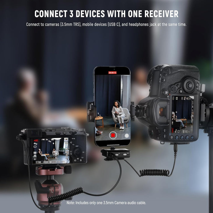 NEEWER CM28 Kabelloses Lavalier Mikrofonsystem mit Ladeetui, 1 klick Rauschunterdrückung, 4GB Speich