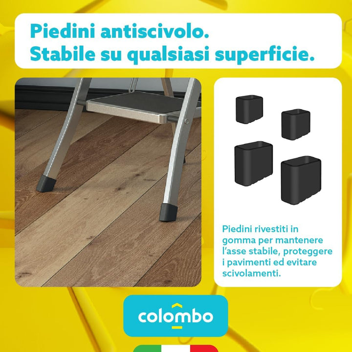 COLOMBO Hocker aus Aluminium mit 3 Stufen 3 gradini Silber, 3 gradini Silber