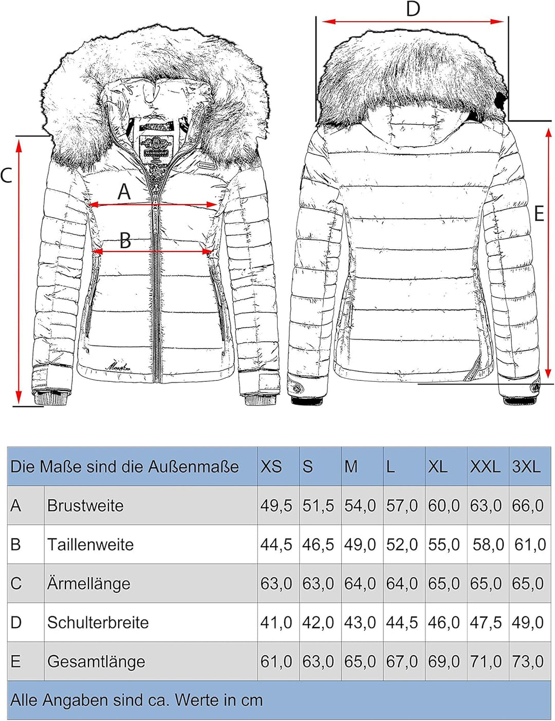 MARIKOO Damen Winterjacke Steppjacke mit abnehmbarem Kunstfell Lerikaa XS-3XL XL Dark Grey, XL Dark