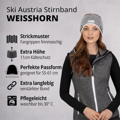 GIESSWEIN Ski Austria Headband Weisshorn - Merino Stirnband Damen Winter gefüttert, Fleece Stirnband