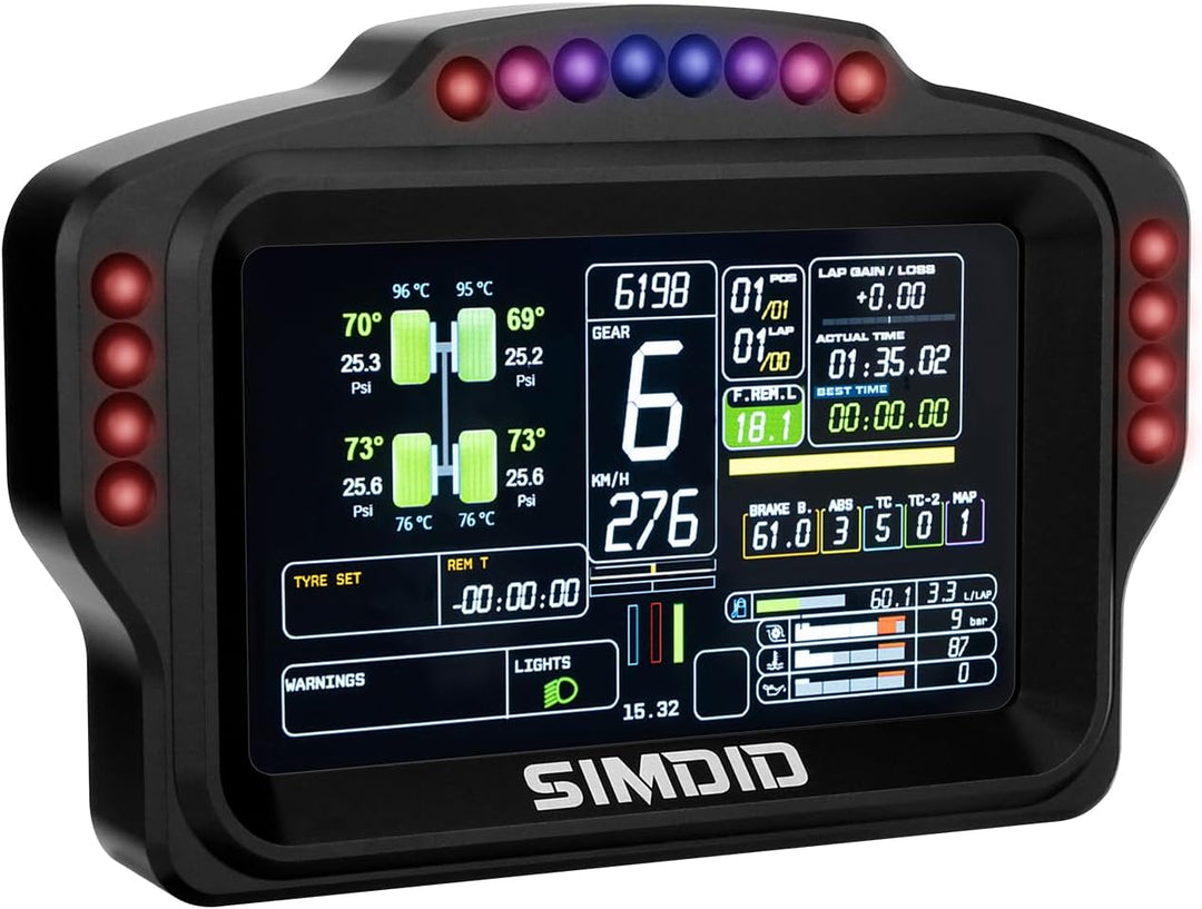 DV480 PRO V5 Dashboard SIM Rennen Dash Display mit 5" Bildschirm & 16 RGB LEDs für Simulation Rennsp