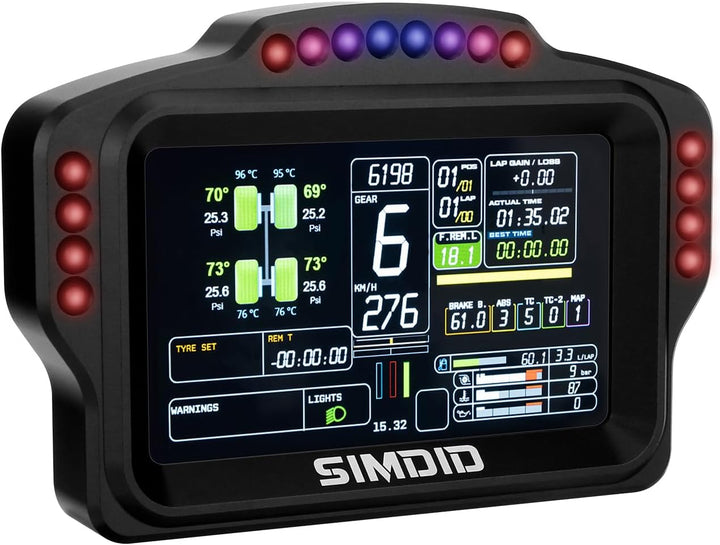 DV480 PRO V5 Dashboard SIM Rennen Dash Display mit 5" Bildschirm & 16 RGB LEDs für Simulation Rennsp