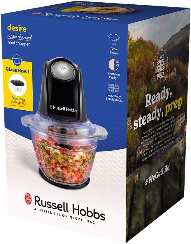 Russell Hobbs Küchenmaschine [Mini Zerkleinerer] elektrisch (für Gemüse,Obst,Fleisch, Zwiebeln, 1l B
