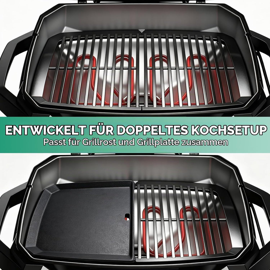 38,6 x 24 cm Gusseisen Grillplatte für Weber Pulse 2000 Elektrogrill, Grillpfanne Plancha Ersatz für