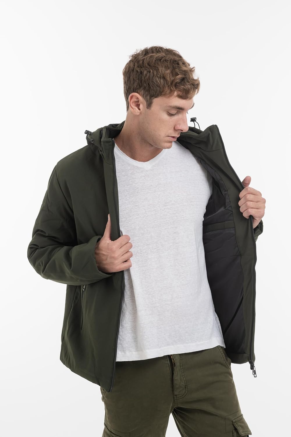 TONY BACKER Herren-Winterjacke, Softshelljacke, wasserdicht, winddicht, mit Kapuze, warme Jacke für