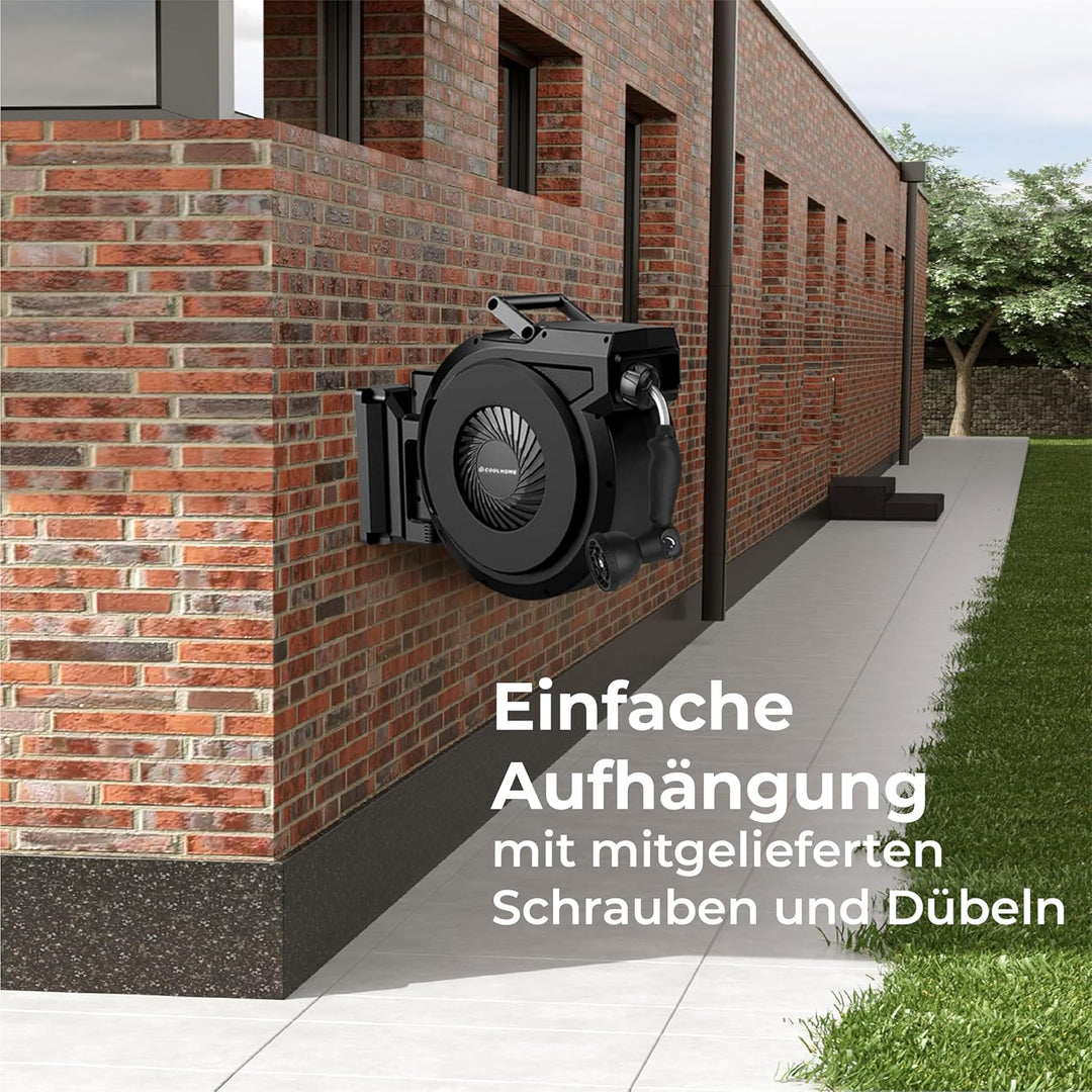 Wandschlauchbox 25 + 2 Meter - Gartenschlauch mit Rolle - Schlauchhalter 180° drehbar - Gartenschlau