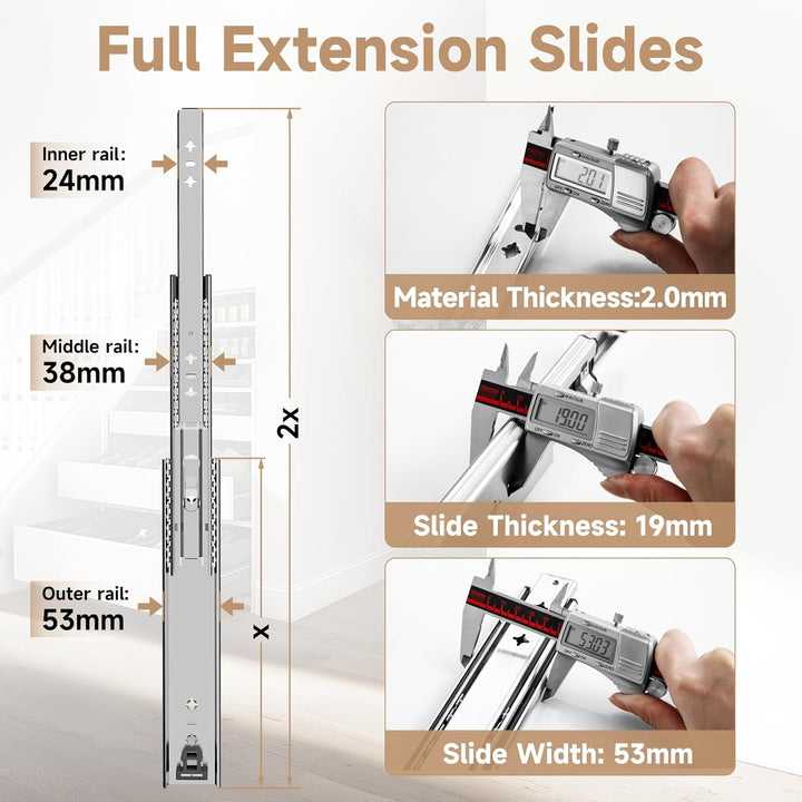 AOLISHENG 1 Paar (2 Stück) Schwerlast schubladenschienen vollauszug 800 mm 80 Kg Tragkraft Schublade