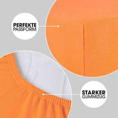 CelinaTex Jersey Topper Spannbettlaken Lucina Doppelpack 200x200-200x220cm orange 100% Baumwolle gek