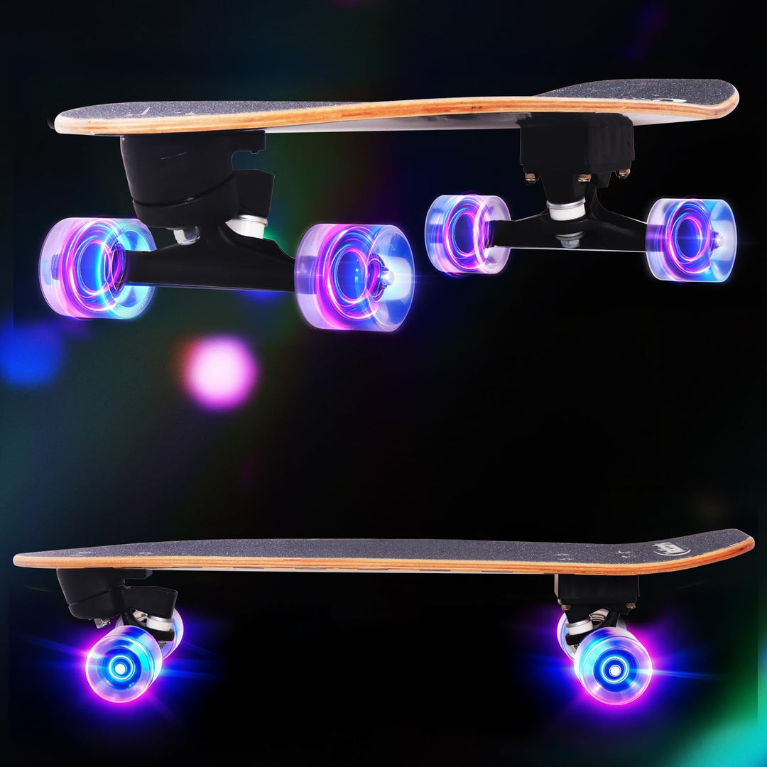 Nattork Complete Skateboards 29" x 8" Kids Skateboard Cruiser Skateboards for Beginners Double Kick