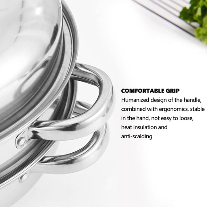 2-lagiges Dampfgarer-Kochtopf-Set aus Edelstahl, Dampfgarer Zum Kochen, Alltagspfanne, Dampfgarer-Pf