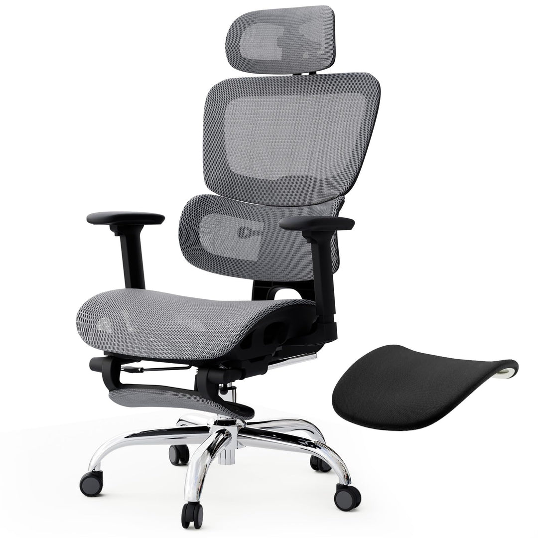 Ergonomischer Bürostuhl Voll-Mesh mit Abnehmbarem Kissen, Fussstütze, Höhenverstellbarem Rückenlehne