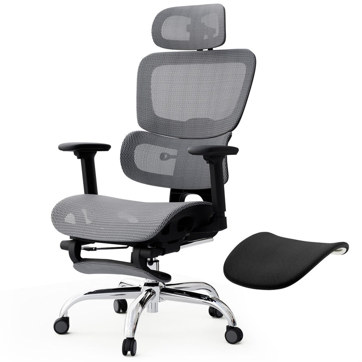 Ergonomischer Bürostuhl Voll-Mesh mit Abnehmbarem Kissen, Fussstütze, Höhenverstellbarem Rückenlehne
