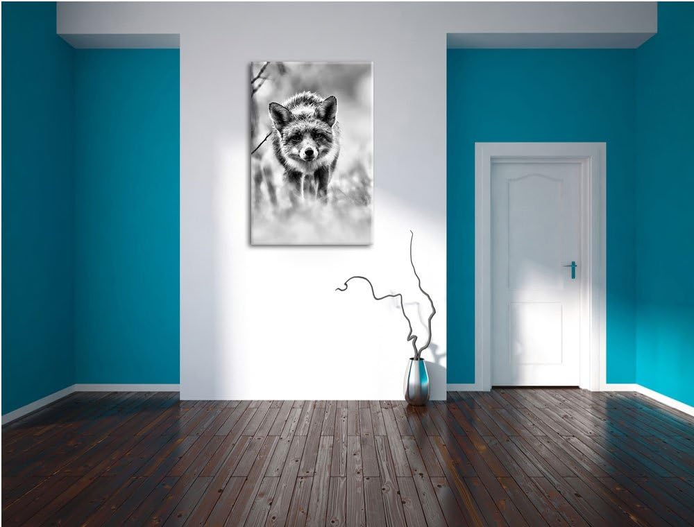 Pixxprint Schleichender Fuchs / 100x70cm Leinwandbild bespannt auf Holzrahmen/Wandbild Kunstdruck De