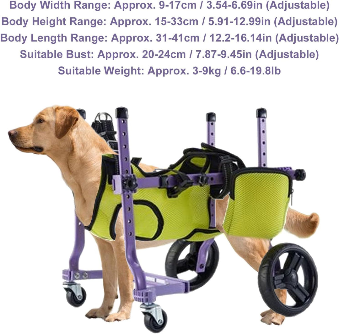 Hunderollstuhl für die Hinterbeine, Hunderollstuhlwagen, Dehnbarer Integrierter 4-Rad-Laufwagen für
